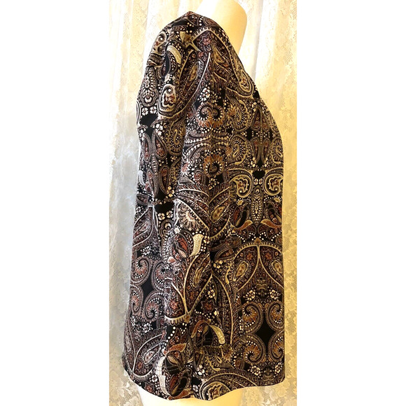 Theo & B Paisley Printed Boho Top Blouse new no tag Y2K look Size L - Picture 3 of 10
